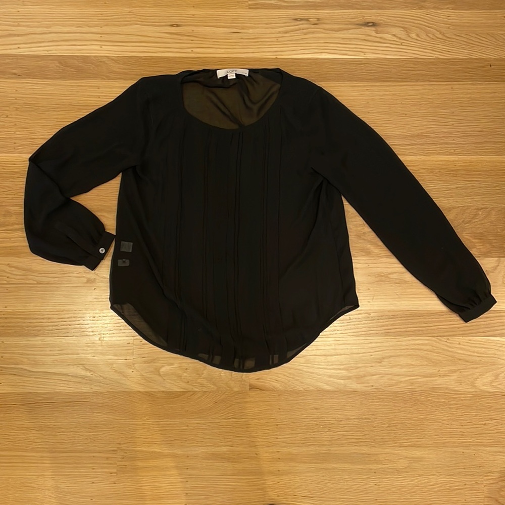 Sheer black long sleeve top, size xs petite